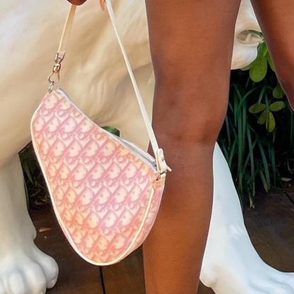 vintage pink dior saddle bag
